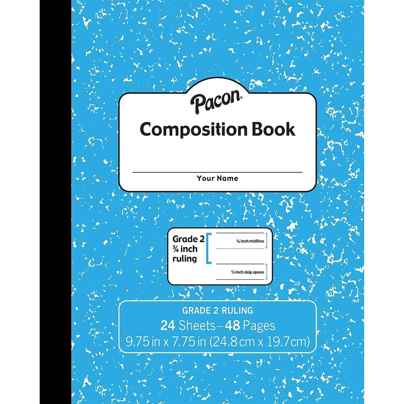 Pacon Composition Notebook, 9.75" x 7.5", Manuscript Ruled, 24 Sheets,