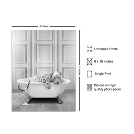 Leopard Print Bathroom Wall Art & Decor - Big cat Small Bathroom Decor - Cute Aesthetic Room Decor - Trendy Eclectic Wall Decor Sign - funny Gray Bath Decor for Women - Kids Bathroom Accessories