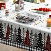 Horaldaily Christmas Tablecloth 60×60 Inch, Christmas Trees Buffalo Plaid Black