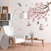 Jiusely Large Pink Flower Tree Branch Wall Stickers, Pink Cherry