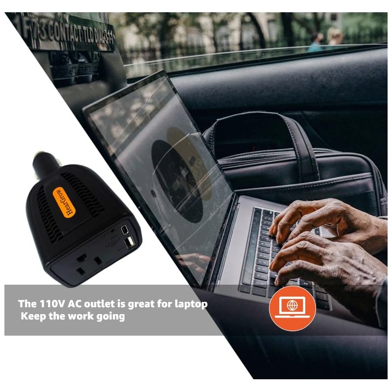 100w Car Power Inverter，ac pd 3.0， Fast Charging (Black)