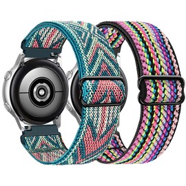 AGUPERFIT Watch Band, Quick Release Belt, Soft Fit, Lightweight, Breathable, Nylon Elastic Watch Band, Stepless Adjustment, Solo Loop Rubber Strap, Smart Watch Replacement Strap, Set of 2 (0.8 inch