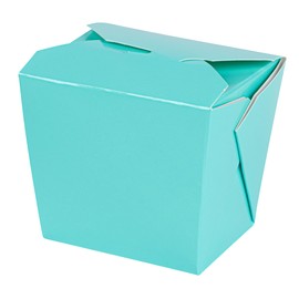 Restaurantware Bio Tek 2.8 x 2.2 x 2.5 Inch Food Containers 200 Noodle Takeaway Boxes - Disposable Sturdy Turquoise Paper 8 Ounce Take Out Boxes Rectangle For Hot Or Cold Foods