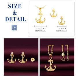 Yumilok Women's Necklace Women's Earrings Stud Earrings Jewellery Sets 925 Sterling Silver with Anchor Pendant for Women Girls, Sterling Silver, Cubic Zirconia