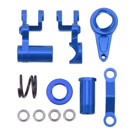 Steering Servo Saver Aluminum Alloy Stable Smoothly Operation RC Steering Assembly for TRAXXAS SLASH 1/10 RC Car Blue