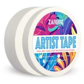 ZARBRE Artist Tape, 2 Pack White Art Tape for Watercolor Paper, Medium Tack Masking Drafting Tape for Painting Canvas Framing, Acid-Free, 0.5" x 164 FT & 1" x 164 FT