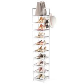 Lanteful Tall Narrow Shoe Rack 10-Tier Skinny Shoe Shelf Storage for 10-15 Pairs Shoes