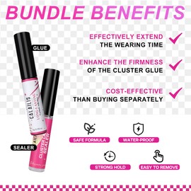 Lash Bond and Seal, CALAILIS Cluster Lash Glue for Lash Clusters Super Strong Hold and Long Lasting 48-72 Hours Lash Extension Glue Latex Free Suitable for Sensitive Eyes Lash Glue