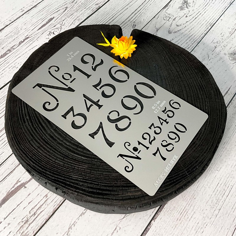 Aleks Melnyk No.452 Metal Stencil, Small Number Stencil, Size 1in
