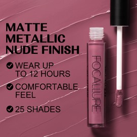FOCALLURE Ultra Matte Liquid Lipstick,Longwear Rich Lip Colors,Easy to Create a Sexy Lips with High-grade Formula,Long Lasting Waterproof Lipstick Make Up,FUZZY WUZZY