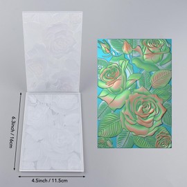 BAOFALI 3D Plastic Embossing Folders Rose for DIY Scrapbooking Photo Album Card Paper Craft Decoration for Card Making,Embossing Template Paper Card 6.3" L x 4.5" W Embossing Stencil