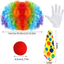 4PCS Clown costume set Rainbow Clown fake Red Nose bow Tie Gloves Clown party Carnival pretend to play adult accessories