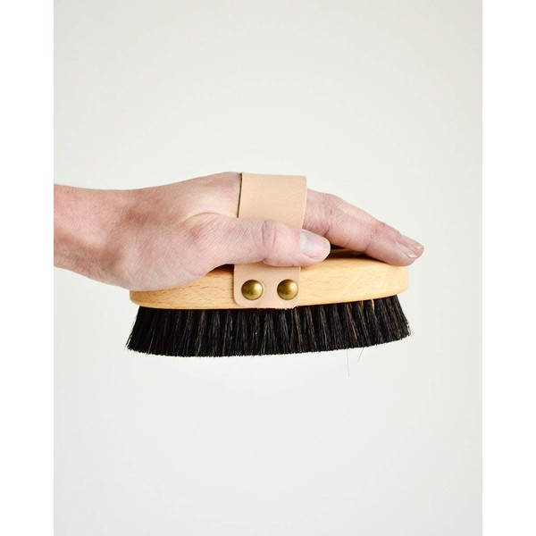 The Original Made in Germany: Energy/Ionic Dry Body and Massage Brush with fine Bronze Bristles, Creates rejuvenating, Energizing Oxygen on Your Skin, Body Brush, Exfoliating with Leather Strip