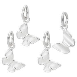 PH PandaHall 4pcs 925 Sterling Silver Charms Butterfly Pendants Animal Shaped Beads Charms Butterfly Dangle Charms with Jump Rings for Jewellery Making Thanksgiving Anniversary Christmas, 8x11.5mm