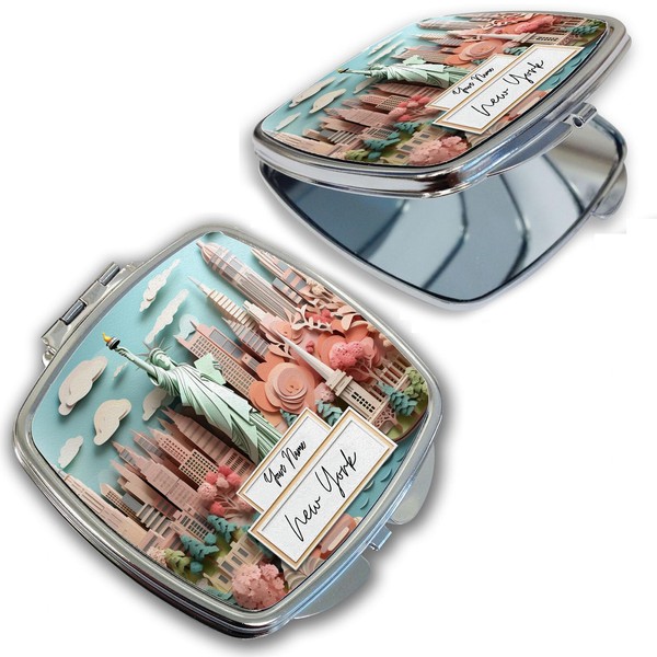 Bleu Reign Compact Personalized Pocket Mirror – Custom Name Cool