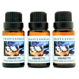Amaretto 3 Bottles 1/2 Fl Oz Each (15ml) Premium Grade Scented Fragrance Oil by Crazy Candles (Almond Richness of The Famous Liquor)