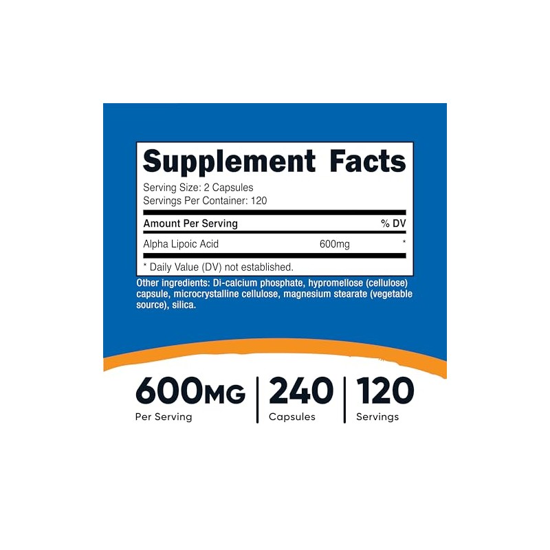 Nutricost Alpha Lipoic Acid 600mg - 240 Vegetarian Capsules