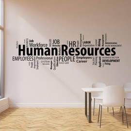 Vinyl Wall Decal Human Resources HR Words Cloud Management Office Stickers Mural Large Decor (ig6223) (XL 23 in X 70 in, Dark Blue)