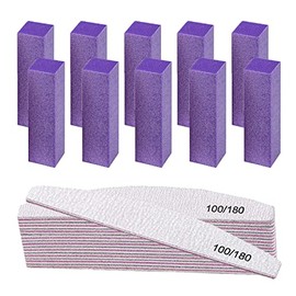 Juego de 20 limas de uñas para uñas naturales, lima de uñas de grano 100 180, 4 lados de grano 120, bloque de uñas de gel acrílico, herramienta de man