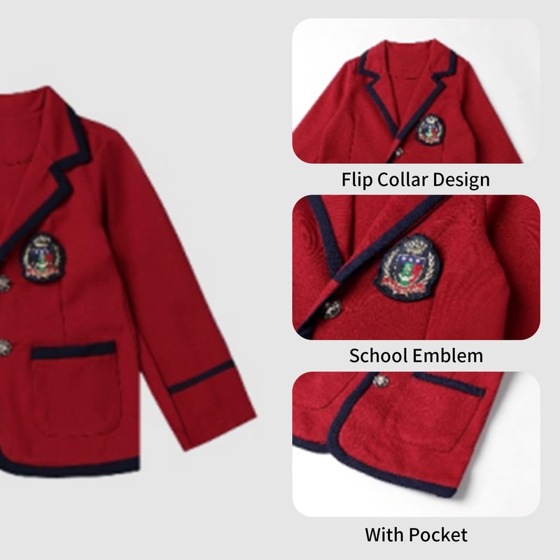 Mud Kingdom Little Girl Badge Red Blazer Long Sleeve with
