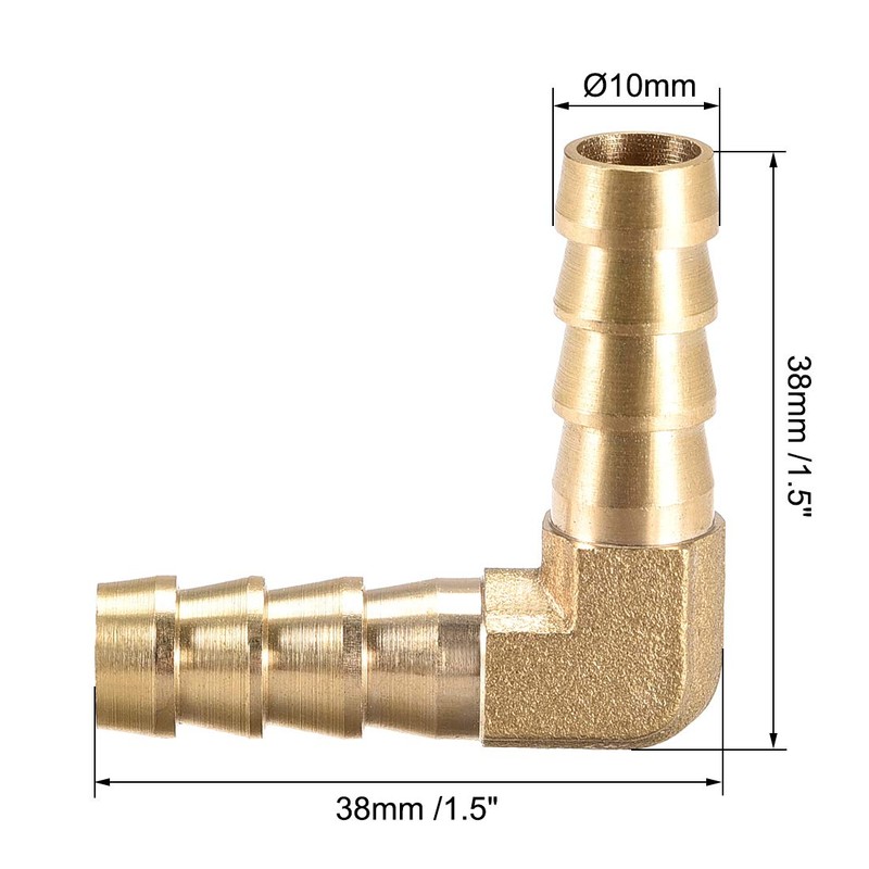 sourcing map 10mm Barb Brass Hose Fitting 90 Degree Elbow