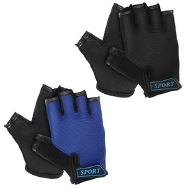 Aysatogc 2 Pairs Kids Bike Gloves, Kids Half Finger Gloves Non-Slip Toddler Kid Sport Glove Boys Girls Cycling Glove for Cycling Camping Fishing Summer Outdoor Sports Children(Large)