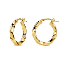 MIORE Jewellery handmade in Italy, earrings 925 silver, hoop earrings, 925 silver, huggie hoop earrings, 15 mm diameter, earrings gold-plated 18 carat gold, round hoops earrings, women's earrings,