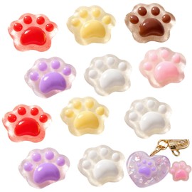 【快適良品スヤスワ】ネイルパーツ 猫 肉球 小さい 60個セット（6色×各10個）デコパーツ 可愛い 立体 ネイルアートチャーム猫肉球