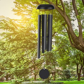 Large Wind Chimes Outdoor, Victop Deep Tone 31 inches Memorial Wind Chim 5 Hollow Aluminum Tubes Pleasant Melody Classic Retro Decor Windchimes for Garden, Home, Yard, Indoor and Outdoor Decor (Black)