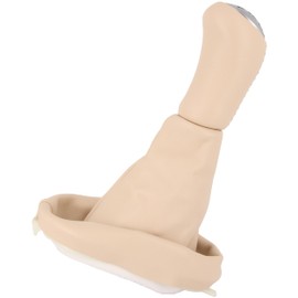 Gear Knob + Gear Stick Boot Set 5 Gears Suitable for Renault Thalia 2 2008-2013, Plug & Play, Car Gear Lever Gear Stick Gaiter with Frame, Beige