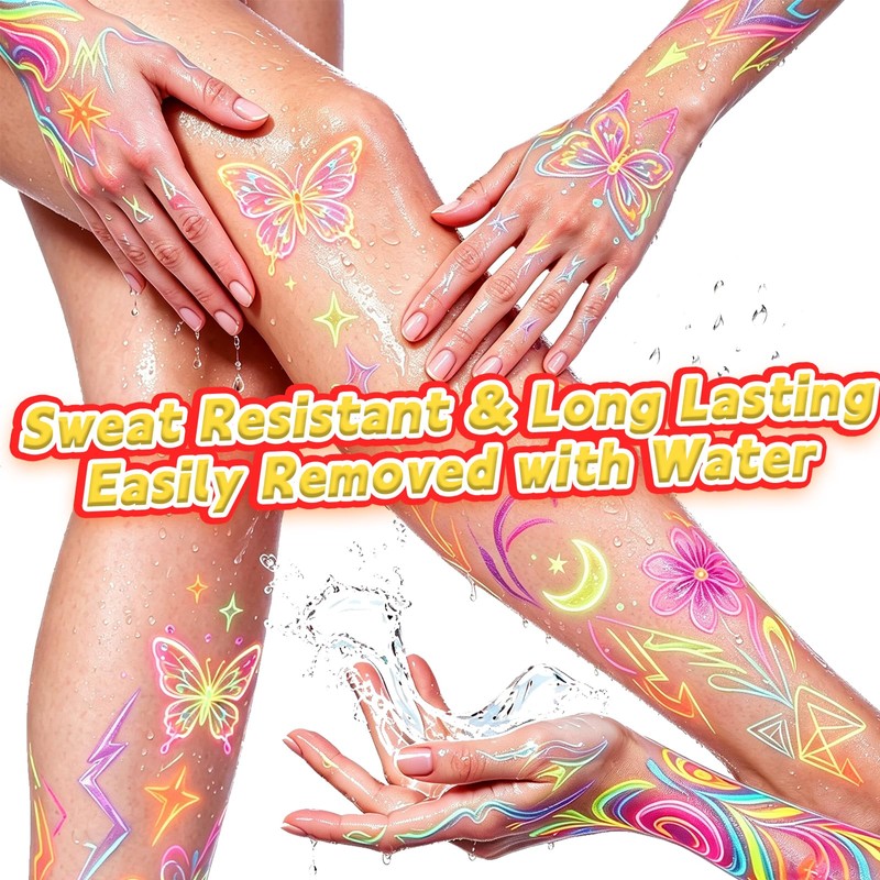 18 Colors 9Pcs Glow in the Dark Face Body Paint,Neon