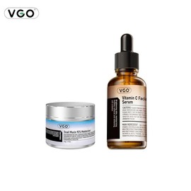 VGO Skincare Five-step Routine Daily care Repair Moisturizing Improving skin condition-A Cleansing Hyaluronic Hyaluronic Moisture Hyaluronic Serum Set Brightening Gift Moisturize Luxury Hyaluronic:_VC 30 ml+Snail Mucin 92%