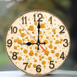 Lancholy Gold Coin Design Wall Clock Home Decor 10-Inch Wooden Wall Clock, Silent Movement, Battery Operated (AA Batteries Not Included), Artistic Home Decor, Perfect for Home Accents