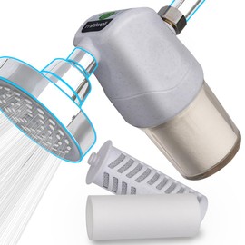Miniwell Shower Filter System - Purify Water, Reduce Hard Water and Chlorine, Soften Skin and Hair | Bathroom Filter for Contaminants (White)