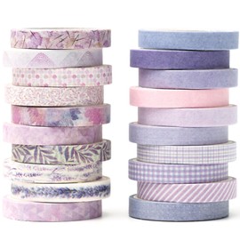 YUBX Vintage Washi Tape Set 20 Rolls Skinny Retro Decorative Antique Patterns Masking Tapes for Arts, DIY Crafts, Journals, Planners, Scrapbook, Wrapping (Purple)