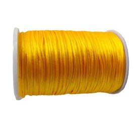Paybous Hilo trenzado de nailon satinado de 2,5 mm x 110 yardas para nudos chinos, pulseras de macramé, collares, fabricación de joyas (amarillo dorado)