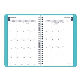 Blueline® Essential Academic Weekly/Monthly Planner, 13 Months, July 2025 to July 2026, Twin-Wire Binding, Soft Vicuana Cover, 8" x 5", Blue, Bilingual (CA101BF.02-26)