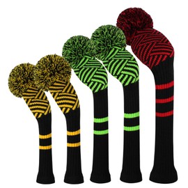Scott Edward Knitting Golf Club Head Covers Set of 5 Golf Club Headwear Driver Wood 1 Fairway Wood 2 and Hybrid Wood 2 with Rotating Club Number Tags