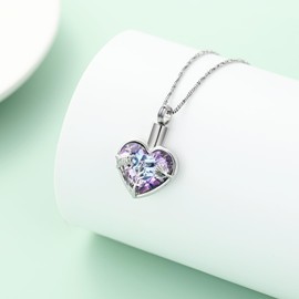 Hearbeingt Crystal Heart Cremation Urn Necklace for Ashes for Women Men Sea Turtle Cremation Jewelry for Ashes Memorial Ash Pendant Keepsake Jewelry