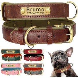 犬首輪 犬 首輪 迷子札 首輪 名入れ 刻印 犬用訓練首輪 小型、中型、大型犬用首輪 サイズ調節可能 ペット用品 ハーネス 犬の首輪 革 レザー 超軽量 通気パッド おしゃれ かわいい レザー彫刻