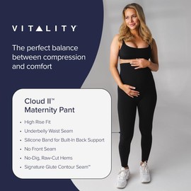 Vitality Cloud II Women's Maternity Pants - Comfortable Over-Bump Stretch Leggings for Work, Casual, and Everyday Wear - Essential Maternity Clothes and Pregnancy Must Haves- Forest, Sizes 2XS - 3XL
