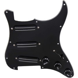 Yibuy Black 3-ply Dual Rail Pickup Electric Guitar Loaded Prewired Pickguard set SSS 9.2-9.3 kohm