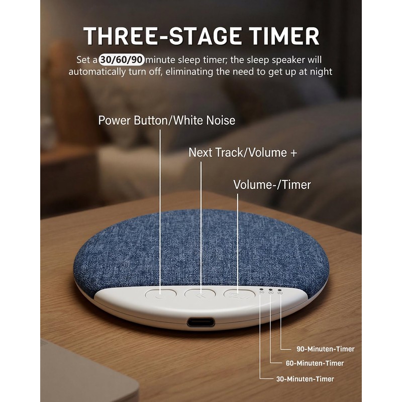 2026 Bluetooth Pillow Speaker, 12mm Ultra-Slim Under Pillow Speaker for