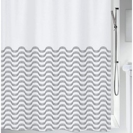 Spirella 180 x 200 cm, Black Vagues Collection, Textile Shower Curtain, 100% Polyester
