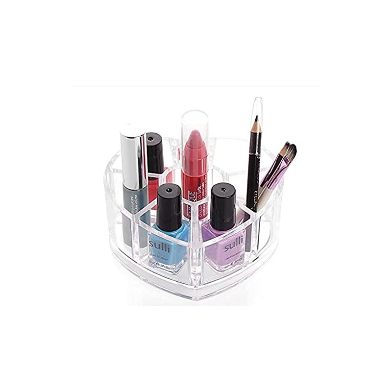DJUNXYAN 8 Compartments Heart Shaped Transparent Acrylic Lipstick Makeup Brush
