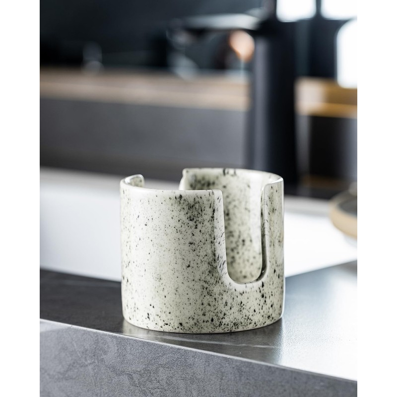 Zoeeker Kitchen Sink Sponge Holder, Dish Sponge Rack Ceramic Brush