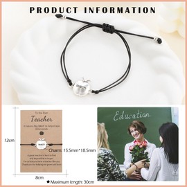 CERSLIMO Teacher Gifts, 6pcs Adjustable Red Apple Charm Bracelets with Blessing Message Card, Perfect Teacher Appreciation Gifts for Women