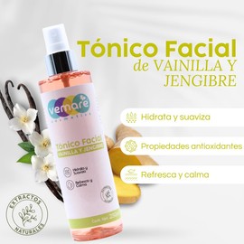 Vemare Cosmetics Tónico Facial Vainilla Y Jengibre Refrescante 250 ml
