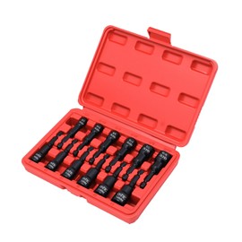 OSTTE 12PCS Magnetic Nut Driver Set, Impact Nut Driver Set 1/4" Hex Shank, Nut Driver Bit Set for Impact Drills, Metric & SAE Drill Socket Set, Cr-V Steel