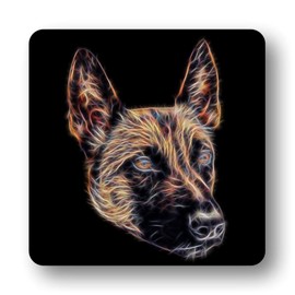 Fractal Artworks Belgian Shepherd Coaster Fractal Art Design. Belgian Malinois #1-1